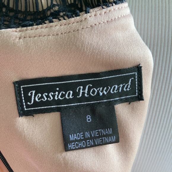Jessica Howard Black Lace on Tan Lining Sheath, 8 - Picture 5 of 7